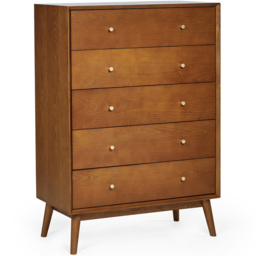 Julian Bowen Lowry 5 Drawer Cherry Ash Chest of Drawers - Grey - Wilko - thumbnail 3