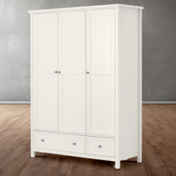 Julian Bowen Maine 3 Door 2 Drawer Surf White Combination Wardrobe - Size: 3 Door, 2 Drawer - Wilko - thumbnail 1