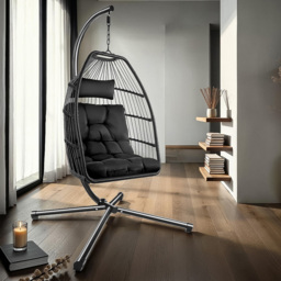 tectake Ariane Black Egg Chair - Size: 202 x 98 x 107cm - Wilko