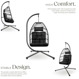 tectake Ariane Black Egg Chair - Size: 202 x 98 x 107cm - Wilko - thumbnail 6
