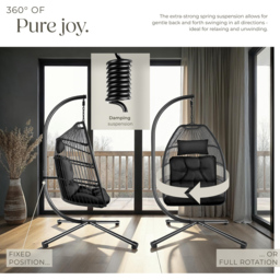 tectake Ariane Black Egg Chair - Size: 202 x 98 x 107cm - Wilko - thumbnail 7
