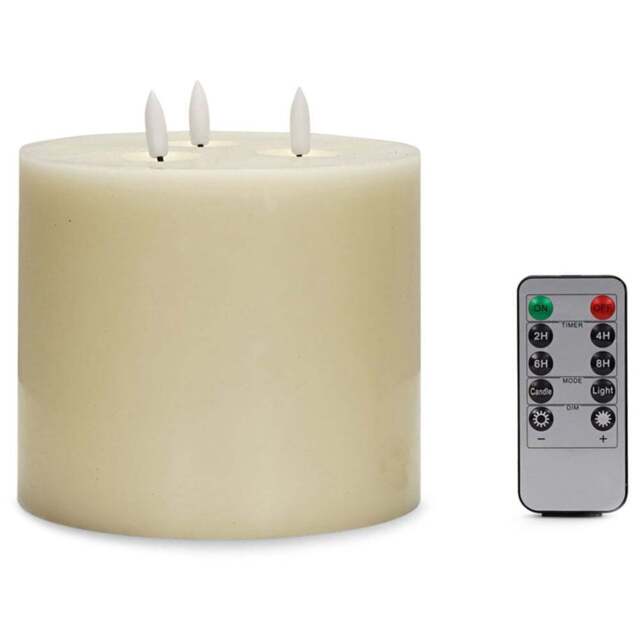 ValueLights 3 Wick Flickering Candle with Remote - Size: 15.1 x 14.7 x 14.7cm - White - Wilko - image 1
