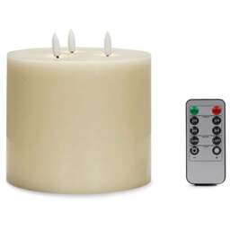 ValueLights 3 Wick Flickering Candle with Remote - Size: 15.1 x 14.7 x 14.7cm - White - Wilko
