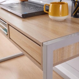 Home Source Toronto 2 Drawer Single Shelf Computer Desk Oak Effect - Size: 75 x 60 x 120cm - Brown - Wilko - thumbnail 6