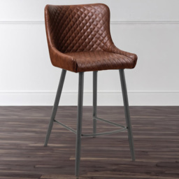 Julian Bowen Luxe Brown Faux Leather Bar Stool - Size: 55 x 47 x 106cm - Wilko
