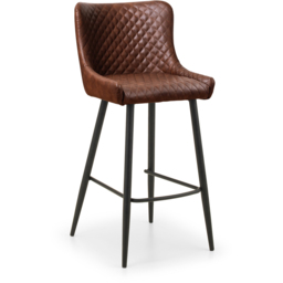Julian Bowen Luxe Brown Faux Leather Bar Stool - Size: 55 x 47 x 106cm - Wilko - thumbnail 3