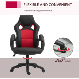 Portland Black And Red High Back Faux Leather Home Computer Desk Chair - Size: 71 x 61 x 118cm - Wilko - thumbnail 6