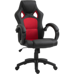 Portland Black And Red High Back Faux Leather Home Computer Desk Chair - Size: 71 x 61 x 118cm - Wilko - thumbnail 3
