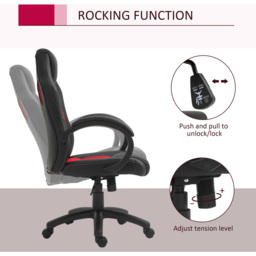 Portland Black And Red High Back Faux Leather Home Computer Desk Chair - Size: 71 x 61 x 118cm - Wilko - thumbnail 7