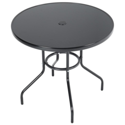 Living and Home 2 Seater Round Garden Glass Table with Parasol Hole - Black - Wilko - thumbnail 4
