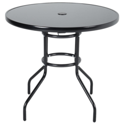 Living and Home 2 Seater Round Garden Glass Table with Parasol Hole - Black - Wilko - thumbnail 3