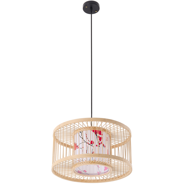 Living and Home Metal Canopy Bamboo Woven Pendant Light - Size: 130 x 40 x 40cm - Multi - Wilko - image 1