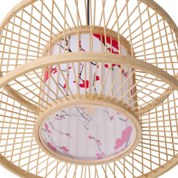 Living and Home Metal Canopy Bamboo Woven Pendant Light - Size: 130 x 40 x 40cm - Multi - Wilko - thumbnail 5