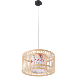Living and Home Metal Canopy Bamboo Woven Pendant Light - Size: 130 x 40 x 40cm - Multi - Wilko - thumbnail 1