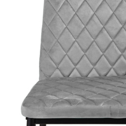 Living and Home Grey Diamond-Quilted Velvet Upholstered Bar Stool Set of 2 - Wilko - thumbnail 5