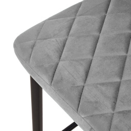 Living and Home Grey Diamond-Quilted Velvet Upholstered Bar Stool Set of 2 - Wilko - thumbnail 6