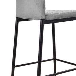 Living and Home Grey Diamond-Quilted Velvet Upholstered Bar Stool Set of 2 - Wilko - thumbnail 4