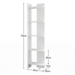 H&O Direct 5 Shelf White Modern Corner Bookshelf - Wilko - thumbnail 6