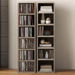Portland Grey CD Media Display Shelf Unit Set of 2 - Size: 21 x 22.5 x 88.5cm - Wilko - thumbnail 1