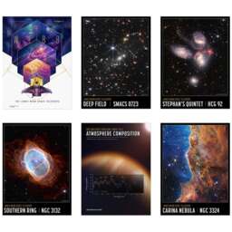 Artery8 NASA James Webb Outer Space Telescope Astronomy Wall Art Print 30 x 41cm 6 Pack - Size: 40.5 x 30.5 x 0.3cm - Multi - Wilko - thumbnail 1