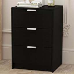 Home Source Phoenix 3 Drawer Black Bedside Table - Wilko - thumbnail 1