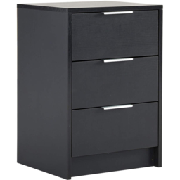 Home Source Phoenix 3 Drawer Black Bedside Table - Wilko - thumbnail 3