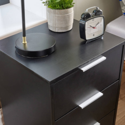 Home Source Phoenix 3 Drawer Black Bedside Table - Wilko - thumbnail 4
