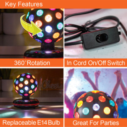 Global Gizmos Black LED Disco Ball 6 inch - Size: 22 x 17 x 17cm - Multi - Wilko - thumbnail 7
