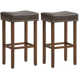 Costway Grey PU Leather Upholstered Bar Stool Set of 2 - Size: 72 x 48 x 16cm - Wilko - thumbnail 3