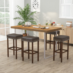 Costway Grey PU Leather Upholstered Bar Stool Set of 2 - Size: 72 x 48 x 16cm - Wilko - thumbnail 5