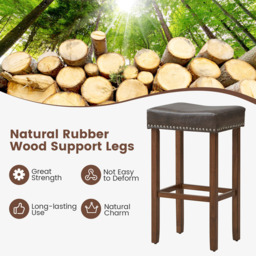 Costway Grey PU Leather Upholstered Bar Stool Set of 2 - Size: 72 x 48 x 16cm - Wilko - thumbnail 6