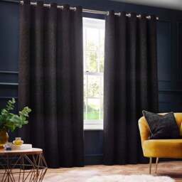 Paoletti Galaxy Black Chenille Eyelet Curtain 229 x 229cm - Size: W 229 x D 229cm - Wilko
