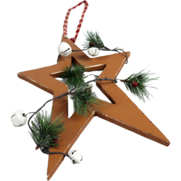 Shatchi Light Brown Star Wooden Hanging Christmas Decoration 26cm - Size: 26 x 6 x 4cm - Wilko - thumbnail 1