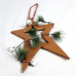 Shatchi Light Brown Star Wooden Hanging Christmas Decoration 26cm - Size: 26 x 6 x 4cm - Wilko - thumbnail 4