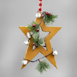 Shatchi Light Brown Star Wooden Hanging Christmas Decoration 26cm - Size: 26 x 6 x 4cm - Wilko - thumbnail 5