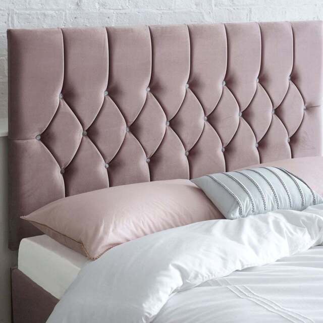 Aspire Furniture Catherine Lansfield Boutique Super King Blush Brushed Velvet Headboard - Pink - Aspire Beds - Wilko - image 1