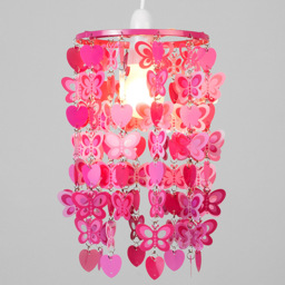 ValueLights Pink Butterfly and Hearts Droplet Pendant Shade - Size: 18 x 28 x 18cm - Wilko - thumbnail 4