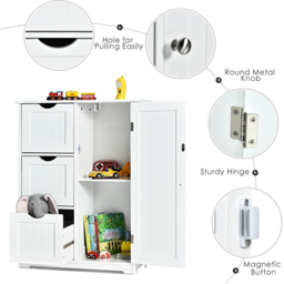 Costway Single Door 3 Drawer White Freestanding Bathroom Cabinet - Size: 90 x 39 x 17cm - Wilko - thumbnail 5