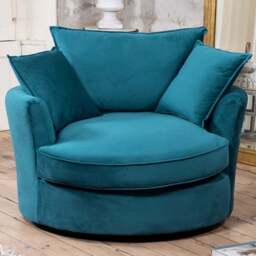 Artemis Home Havana Teal Velvet Swivel Cuddle Chair - Size: Single - Blue - Wilko - thumbnail 1