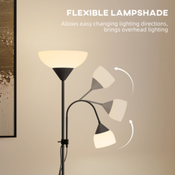 HOMCOM 2 Way Mother Child Floor Lamp with 2 Switches and Round Base - Size: 45 x 13 x 31cm - Black - Wilko - thumbnail 6