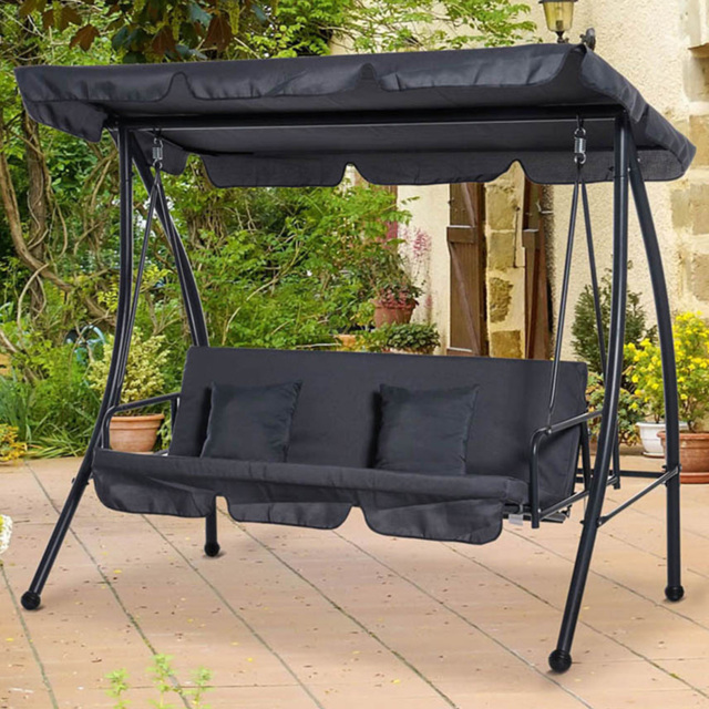 Outsunny 3 Seater 2 in 1 Dark Grey Convertible Swing Chair and Bed - Wilko - image 1