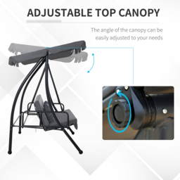 Outsunny 3 Seater 2 in 1 Dark Grey Convertible Swing Chair and Bed - Wilko - thumbnail 5