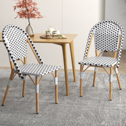 Costway Set of 2 White Rattan Armless French Bistro Chair - Size: 2 Seater - Wilko - thumbnail 1