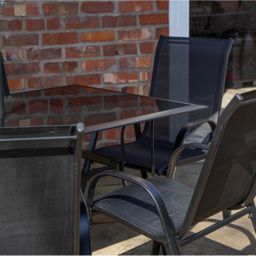 Samuel Alexander 6 Seater Glass Top Garden Dining Table with Grey Parasol and Base 2.7m - Black - Wilko - thumbnail 6