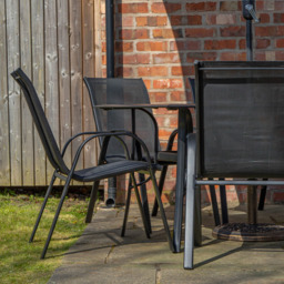 Samuel Alexander 6 Seater Glass Top Garden Dining Table with Grey Parasol and Base 2.7m - Black - Wilko - thumbnail 7
