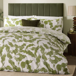 Hoem Super King Size Lauro Green Printed 144 Thread Count Reversible Duvet Set - Wilko - thumbnail 4