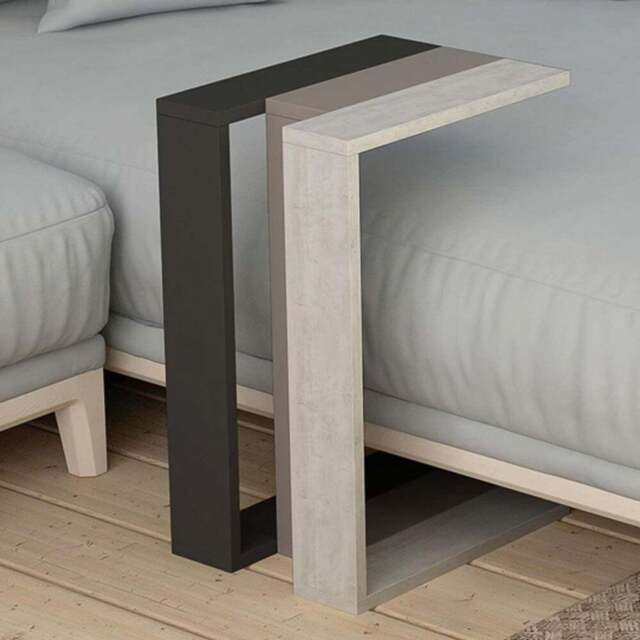 Decortie Muju Anthracite Mocha Grey and Ancient White Modern C Shape Side Table - Size: 57 x 30 x 40cm - Multi - Wilko - image 1