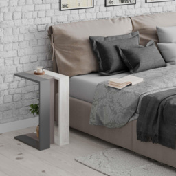 Decortie Muju Anthracite Mocha Grey and Ancient White Modern C Shape Side Table - Size: 57 x 30 x 40cm - Multi - Wilko - thumbnail 4