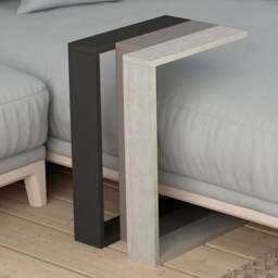 Decortie Muju Anthracite Mocha Grey and Ancient White Modern C Shape Side Table - Size: 57 x 30 x 40cm - Multi - Wilko - thumbnail 1