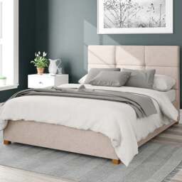 Aspire Caine Super King Size Natural Saxon Twill Ottoman Bed - Cream - Aspire Beds - Wilko